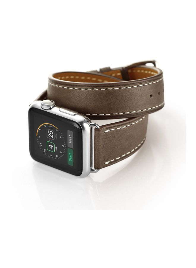 NIBEMINENT Replacement Strap For Apple Watch Series 1/2/3/4 40/38mm Brown - Image 2