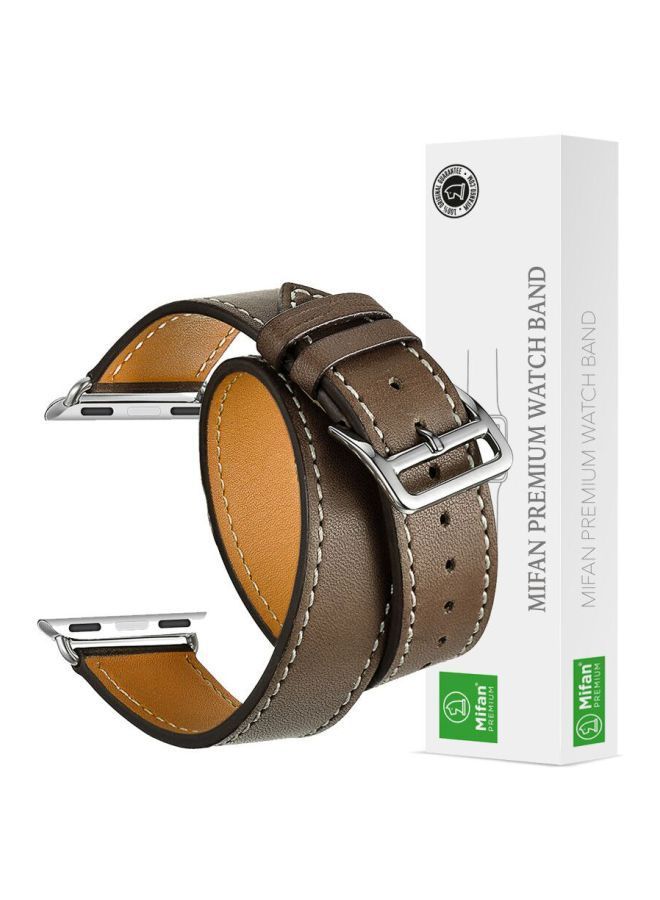 NIBEMINENT Replacement Strap For Apple Watch Series 1/2/3/4 40/38mm Brown - Image 5