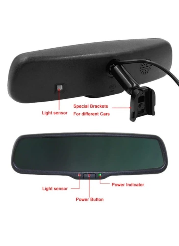 Generic - Car Reversing Aid 4.3 Inch TFT LCD Car Auto-dim Rearview Mirror Monitor 1000cd/m2 Car Black Mirror - Image 1