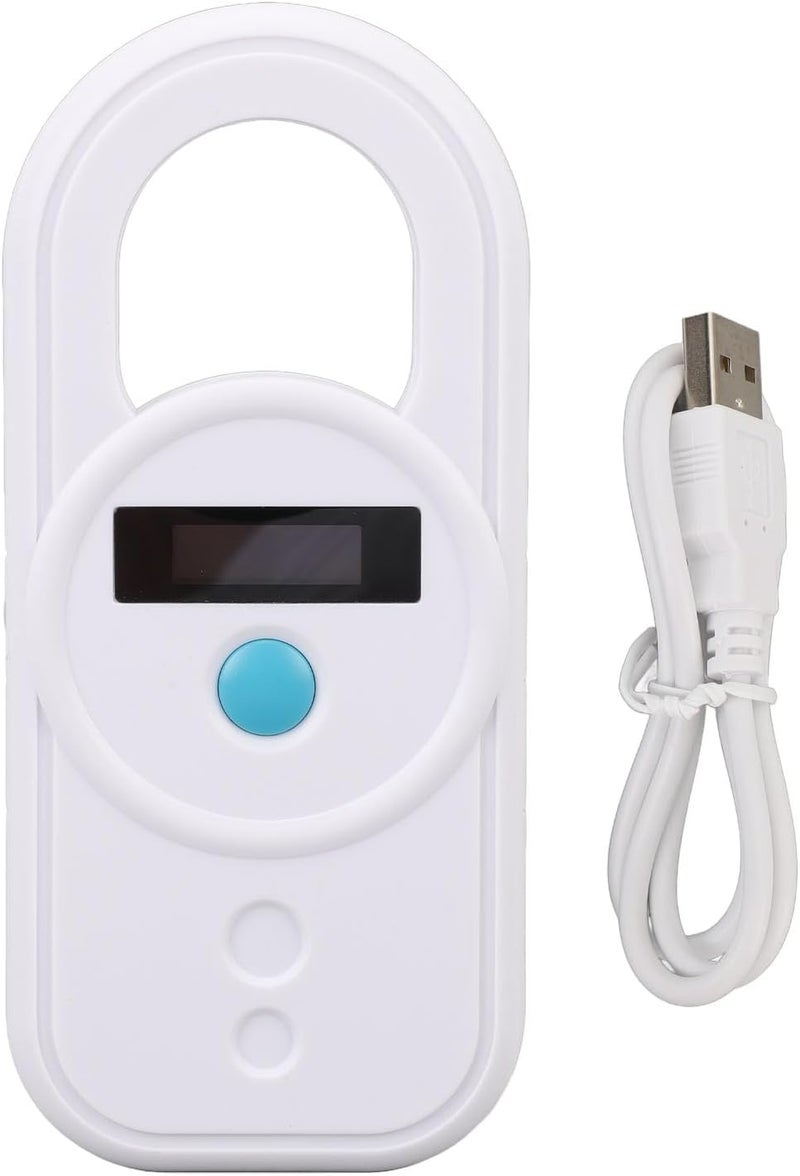 قارئ رقاقات تعريف الحيوانات Dioche، تردد مزدوج، حساسية عالية، واجهة USB محمولة، تردد عمل 134.2kHz/125kHz، سعة تخزين 128 قطعة معلومات، قابل لإعادة الشحن (أبيض) - Image 4