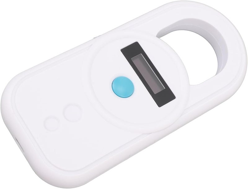 قارئ رقاقات تعريف الحيوانات Dioche، تردد مزدوج، حساسية عالية، واجهة USB محمولة، تردد عمل 134.2kHz/125kHz، سعة تخزين 128 قطعة معلومات، قابل لإعادة الشحن (أبيض) - Image 1
