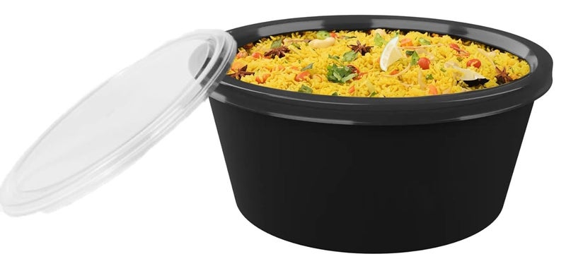 SANWALSA [250 ml, 15 Count, Round, Black Reusable Plastic Food Storage Containers with Lid | Airtight, Microwave Safe Containers | Perfect for Meal Prep, Storage, Takeaway & Food Delivery - Image 2