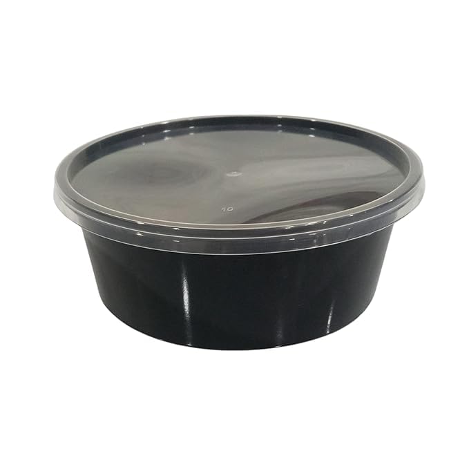 SANWALSA [250 ml, 15 Count, Round, Black Reusable Plastic Food Storage Containers with Lid | Airtight, Microwave Safe Containers | Perfect for Meal Prep, Storage, Takeaway & Food Delivery - Image 1