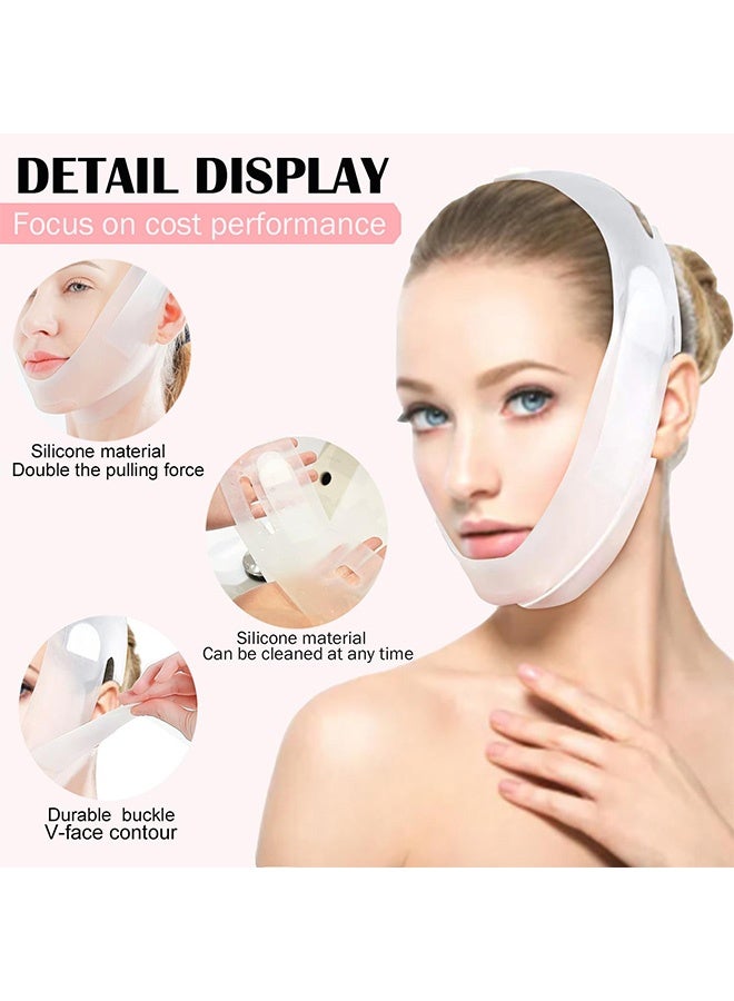 إم إكس إن قناع وجه على شكل حرف V قابل لإعادة الاستخدام، حزام سيليكون ناعم لرفع الوجه وحزام شد، قناع على شكل حرف V، قناع الذقن، قناع وجه على شكل حرف V، حزام الذقن للنوم، تمرين الفك، لفافة الذقن مناسبة للنساء لرفع الوجه وتنحيف الذقن المزدوجة - Image 2
