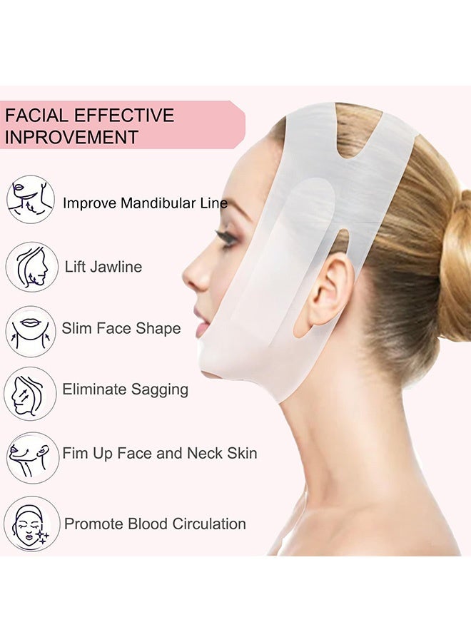 إم إكس إن قناع وجه على شكل حرف V قابل لإعادة الاستخدام، حزام سيليكون ناعم لرفع الوجه وحزام شد، قناع على شكل حرف V، قناع الذقن، قناع وجه على شكل حرف V، حزام الذقن للنوم، تمرين الفك، لفافة الذقن مناسبة للنساء لرفع الوجه وتنحيف الذقن المزدوجة - Image 3