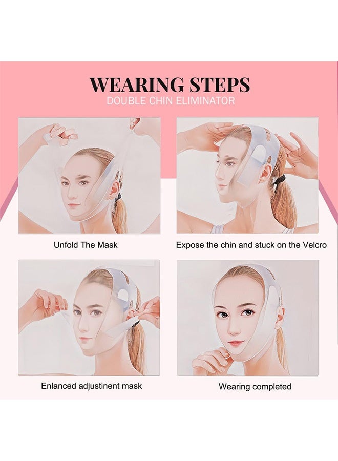 إم إكس إن قناع وجه على شكل حرف V قابل لإعادة الاستخدام، حزام سيليكون ناعم لرفع الوجه وحزام شد، قناع على شكل حرف V، قناع الذقن، قناع وجه على شكل حرف V، حزام الذقن للنوم، تمرين الفك، لفافة الذقن مناسبة للنساء لرفع الوجه وتنحيف الذقن المزدوجة - Image 5