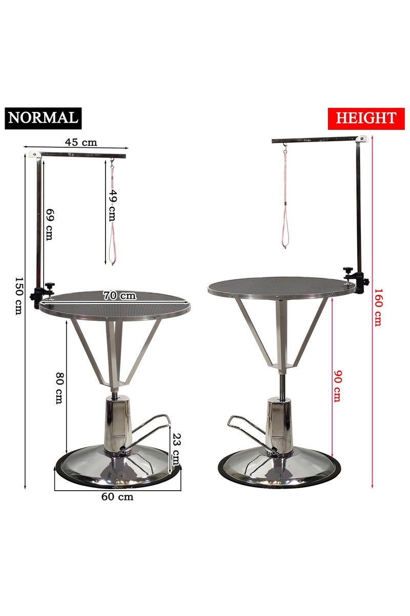 أن ان سي بيتس طاولة تزيين قابلة للتعديل للكلاب، سطح مكتب دوار، رفع هيدروليكي، ذراع وحلقة قابلة للتعديل، حامل تزيين للكلاب بطول 160 سم مع مشبك آمن، سطح غير قابل للانزلاق، قاعدة مستديرة وإطار شديد التحمل (أسود) - Image 2