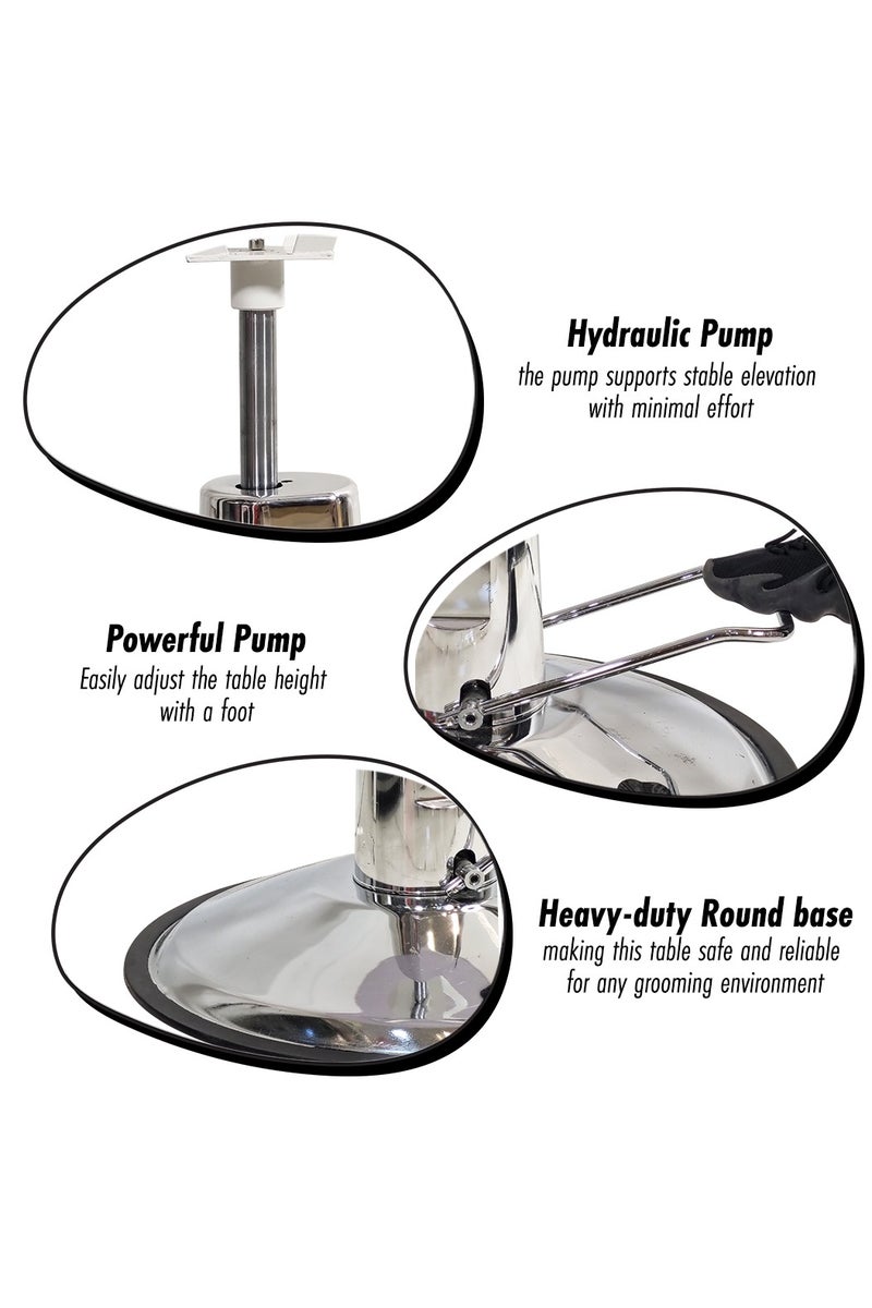 أن ان سي بيتس طاولة تزيين قابلة للتعديل للكلاب، سطح مكتب دوار، رفع هيدروليكي، ذراع وحلقة قابلة للتعديل، حامل تزيين للكلاب بطول 160 سم مع مشبك آمن، سطح غير قابل للانزلاق، قاعدة مستديرة وإطار شديد التحمل (أسود) - Image 4