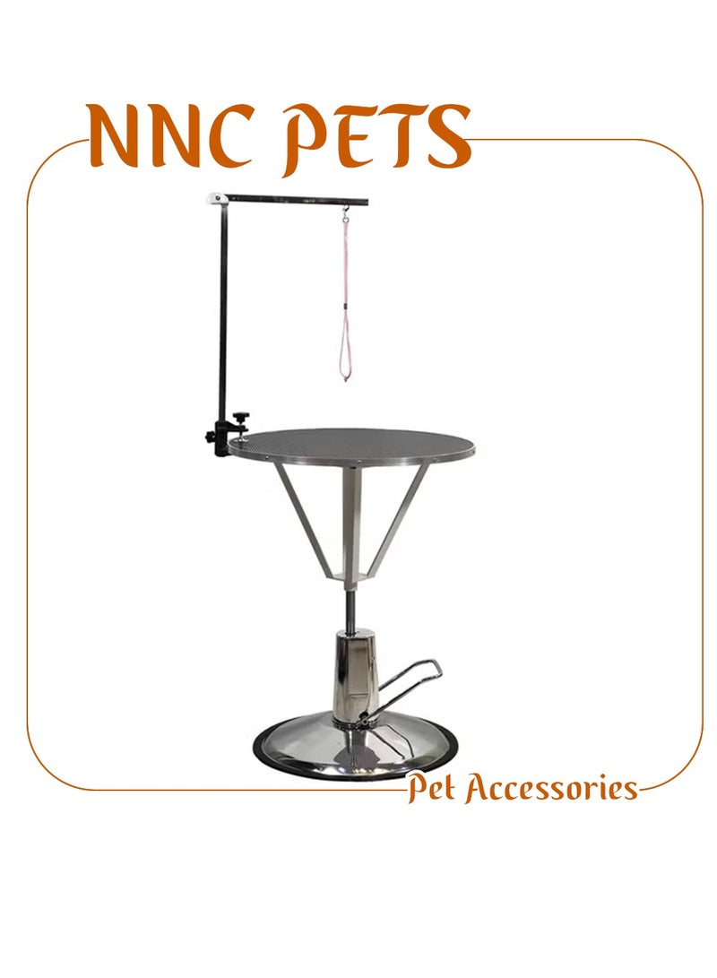 NNC PETS Adjustable Grooming table for Dogs, Rotate desktop, Hydraulic Lifting, Arm and Loop adjust,160 cm Dog grooming stand with Secure Clamp, Non-slip surface, Round base and Heavy duty frame (Black) - Image 1