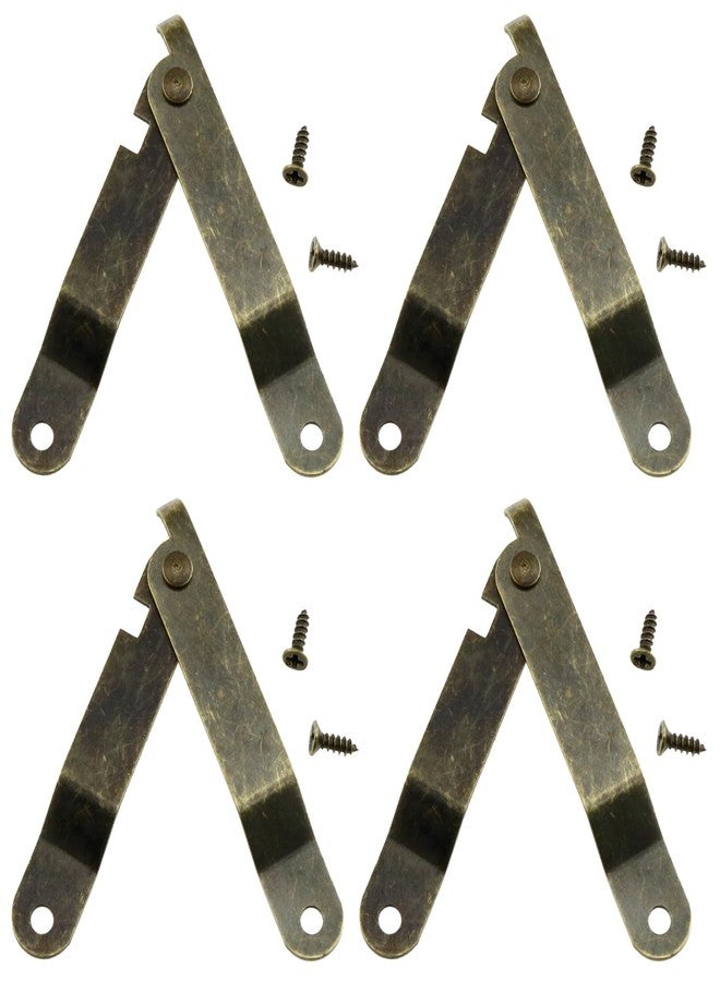 LUORNG 4pcs Folding Lid Support Hinges with 8pcs Screws, Bronze Folding Lid Support Stay Hinges 11mm x 67mm for Window Door Cabinet - Image 1