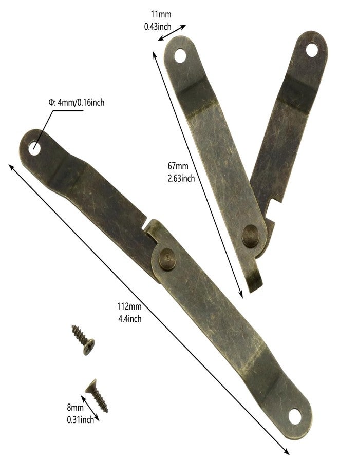 LUORNG 4pcs Folding Lid Support Hinges with 8pcs Screws, Bronze Folding Lid Support Stay Hinges 11mm x 67mm for Window Door Cabinet - Image 3