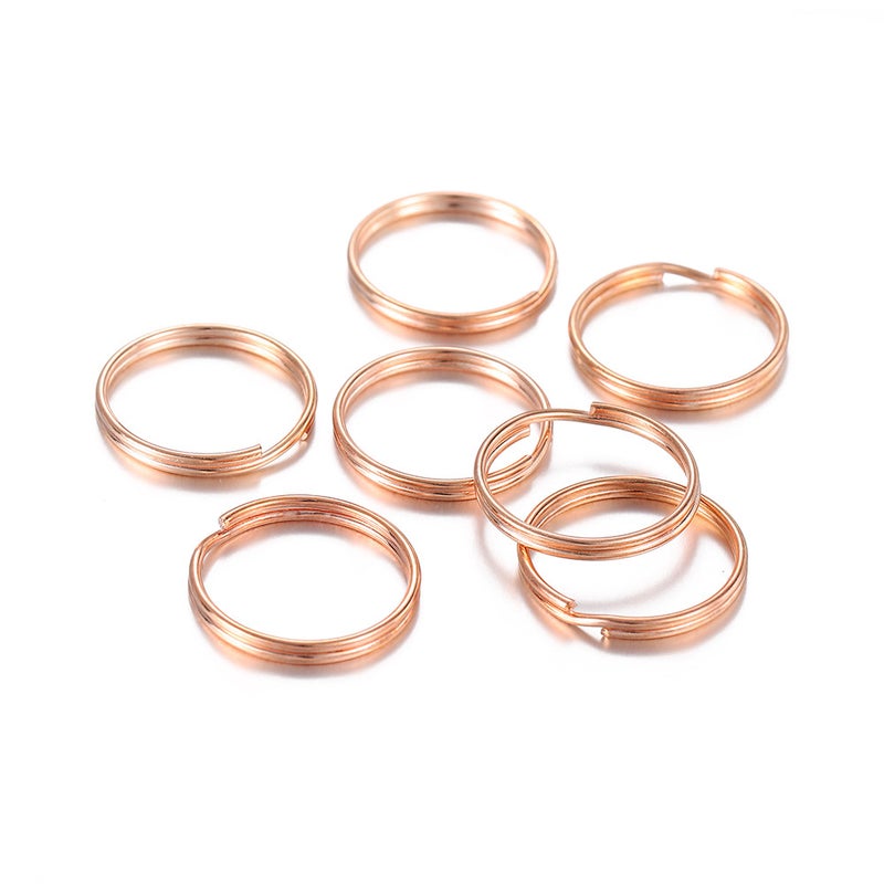 DIY Keychain Accessory Material Double Ring Iron Loop Rose Gold 