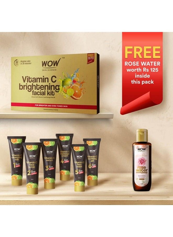 WOW Skin Science - Vitamin C Brightening Facial Kit With Rose Water ; For All Skin Types ; 6 Easy Steps ; For Brighter And Even Toned Skin ;For Men & Women ; Pack Of 7 - Image 1