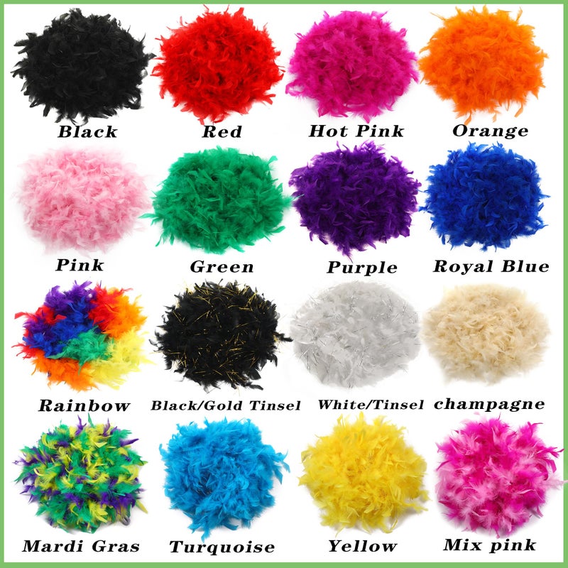 Larryhot 80g Mardi Gras Feather Boa - 2 Yards Boa Feathers for Party, Christmas, Masquerade Party, Carnival, Concert and Home Decoration - Image 5