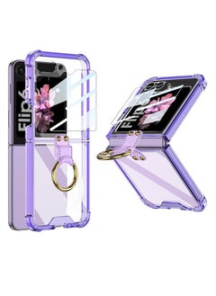 Case for Samsung Galaxy Z Flip 6 2024 with Ring, with Screen Protector, Anti-Fall Shockproof Protective Phone Cover Case Compatible with Galaxy Z Flip 6 Case 5G