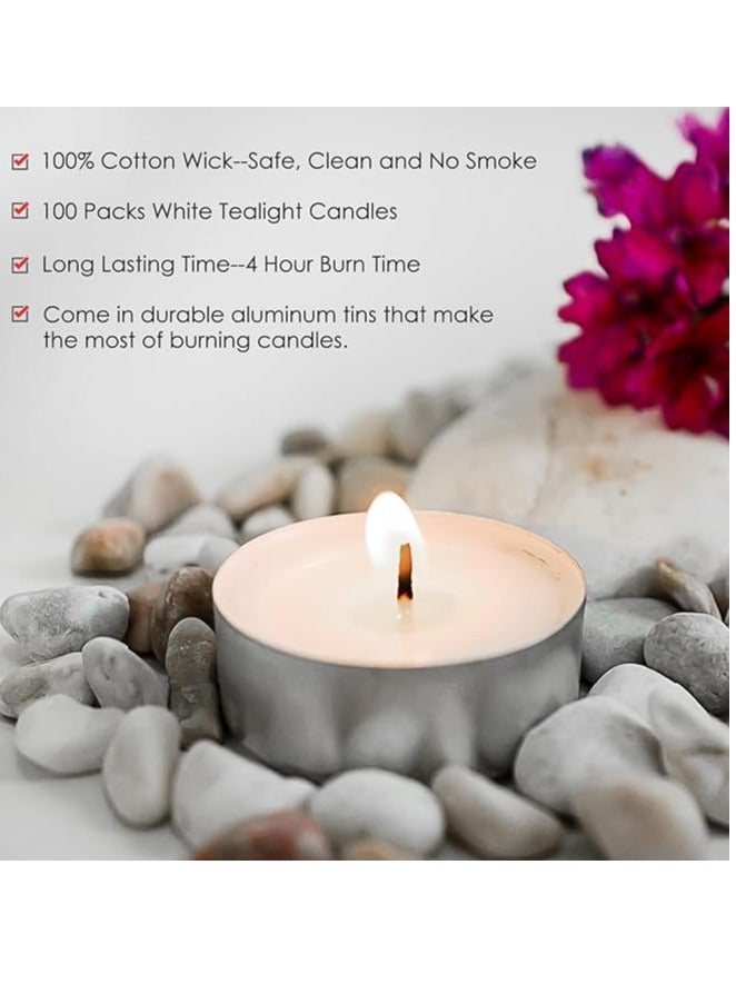 Tea Lights Candles 100 Pack Unscented Tealight Candles Bulk for Wedding Christmas Home Decorative Outdoor - 4 Hour Burn Time - Image 2