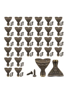 20 Pieces Antique Jewelry Box Legs with Screws, Retro Design Decorative Box Feet Metal Support Feet Bronze Box Feet Antique Design Jewelry Box Legs for Cases Jewelry Boxes Toolbox(1.1 x 1.06 Inch)