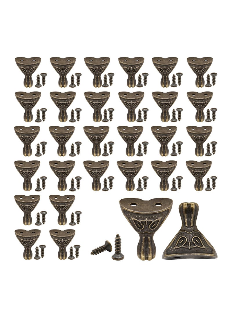 SYOSI - 20 Pieces Antique Jewelry Box Legs with Screws, Retro Design Decorative Box Feet Metal Support Feet Bronze Box Feet Antique Design Jewelry Box Legs for Cases Jewelry Boxes Toolbox(1.1 x 1.06 Inch) - Image 1