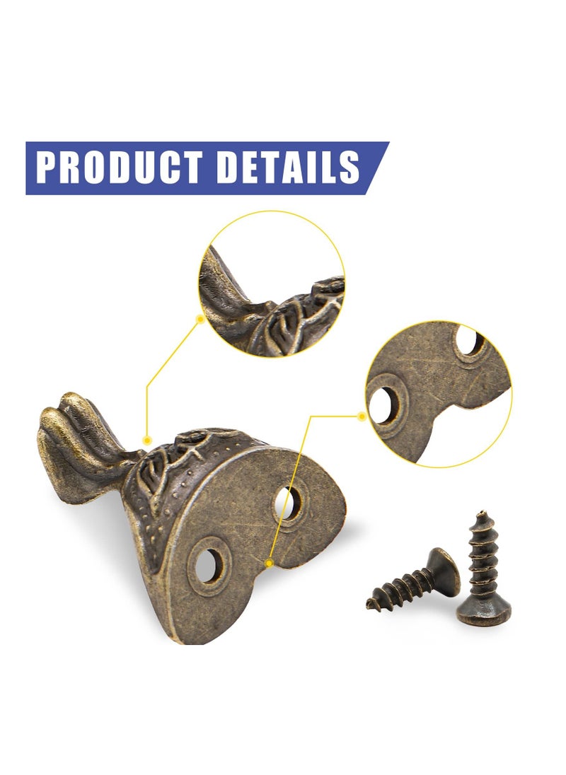 SYOSI - 20 Pieces Antique Jewelry Box Legs with Screws, Retro Design Decorative Box Feet Metal Support Feet Bronze Box Feet Antique Design Jewelry Box Legs for Cases Jewelry Boxes Toolbox(1.1 x 1.06 Inch) - Image 1