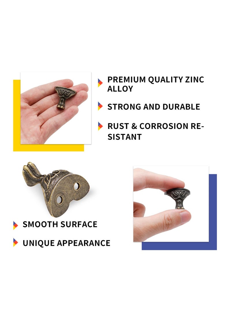 SYOSI - 20 Pieces Antique Jewelry Box Legs with Screws, Retro Design Decorative Box Feet Metal Support Feet Bronze Box Feet Antique Design Jewelry Box Legs for Cases Jewelry Boxes Toolbox(1.1 x 1.06 Inch) - Image 1