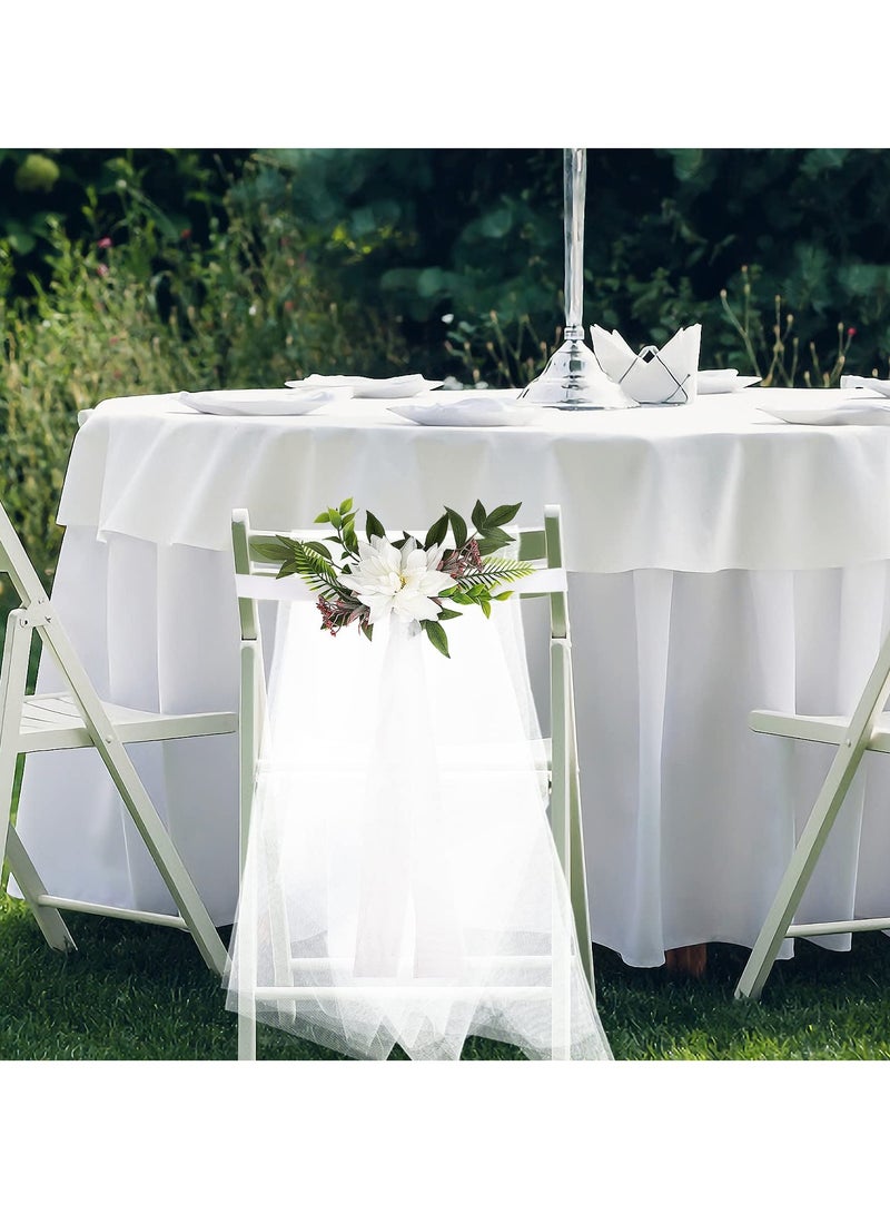 SOLARAE Wedding Aisle Chair Decorations for Wedding Ceremony Set 6 Pack Purple Artificial Flowers and Gauze Decorations for Wedding Ceremony Party Decor White - Image 3