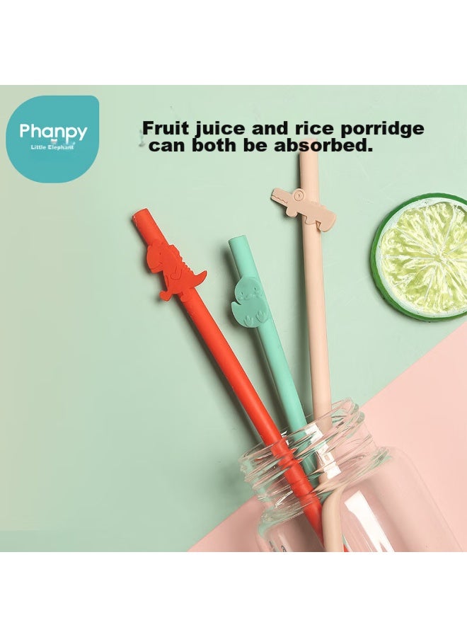 Xiaoya Elephant Xiaoya Xiang Silicone Straw For Children, Non-disposable Baby Straw, Soft Cartoon Straw For Drinking Water - Image 1
