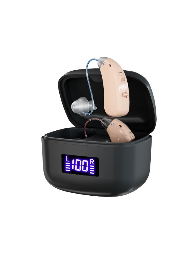 CHUNHUA Rechargeable Hearing Aids for Seniors, Noise Cancelling, Invisible Digital Sound Amplifier with Charging Case  - Image 1