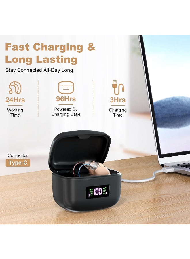 CHUNHUA Rechargeable Hearing Aids for Seniors, Noise Cancelling, Invisible Digital Sound Amplifier with Charging Case  - Image 4