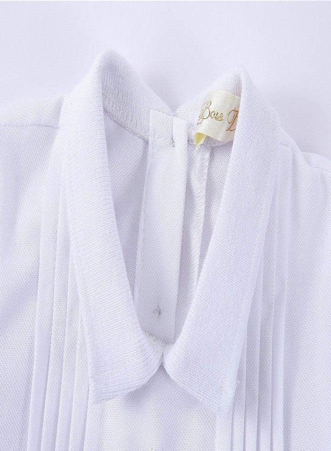 Bow Dream 3 pcs Baby Boy Baptism Outfit with Hat and Shoes Long Sleeve White 3-6 Months - Image 2
