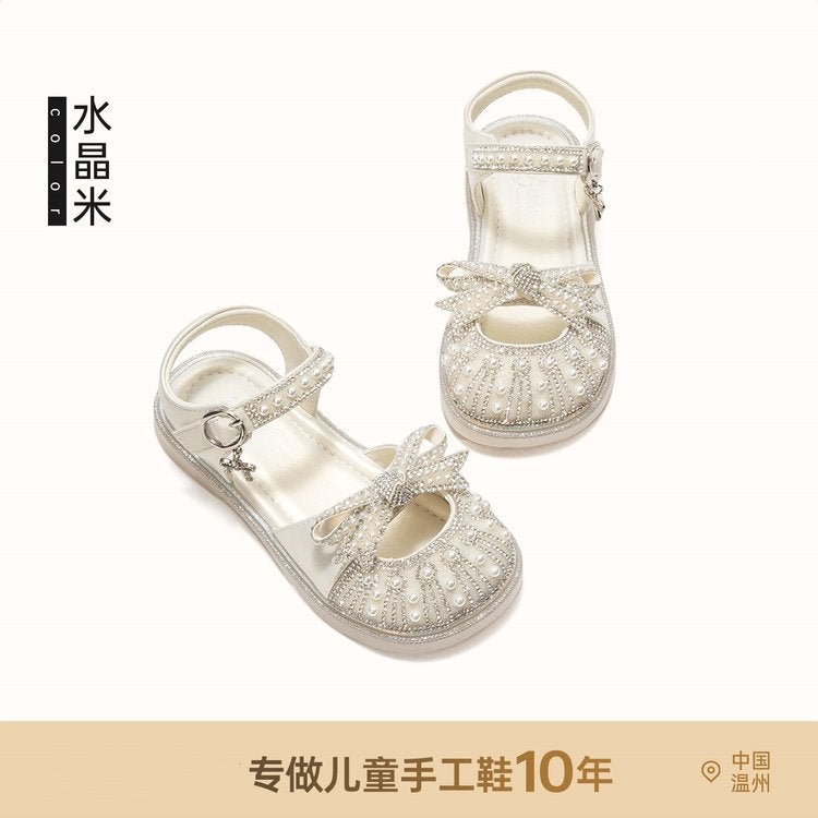 Girls' Sandals Shining Princess Shoes Summer Children'S Bow Crystal Shoes Baby Girl'S Shoes - Image 1