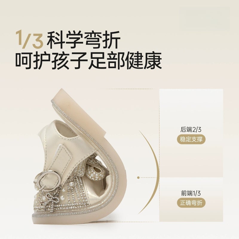 Girls' Sandals Shining Princess Shoes Summer Children'S Bow Crystal Shoes Baby Girl'S Shoes - Image 4