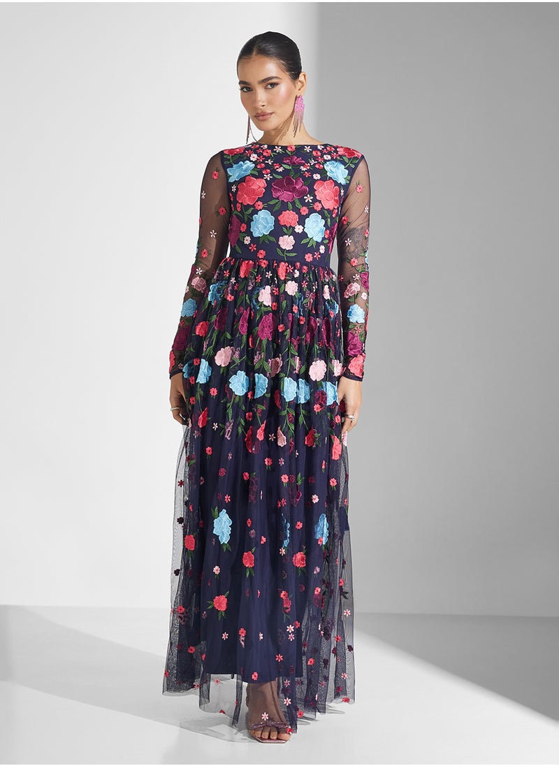 Frock and Frill Floral Embroidered Maxi Dress  - Image 4