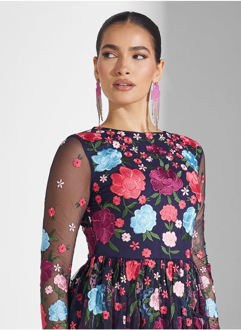 Frock and Frill Floral Embroidered Maxi Dress  - Image 3