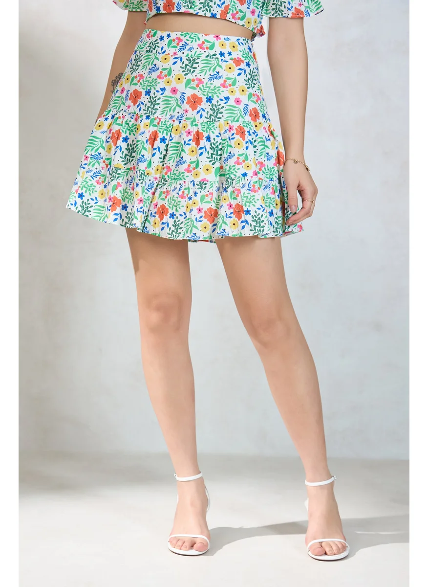 Virgio Virgio Women Cotton Mini Length Floral Skirt