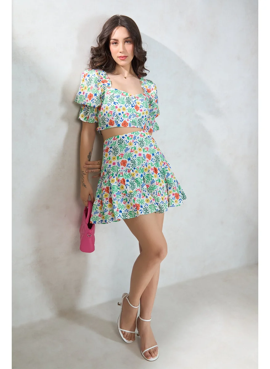 Virgio Virgio Women Cotton Mini Length Floral Skirt