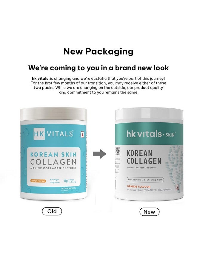 HEALTHKART مكمل كولاجين البحر الكوري من هيلث كارت (برتقال، 250 جرام) | مكمل للنساء والرجال | يعزز صحة البشرة والشعر والأظافر، مسحوق، 1 حبة، 25 حصة - Image 2