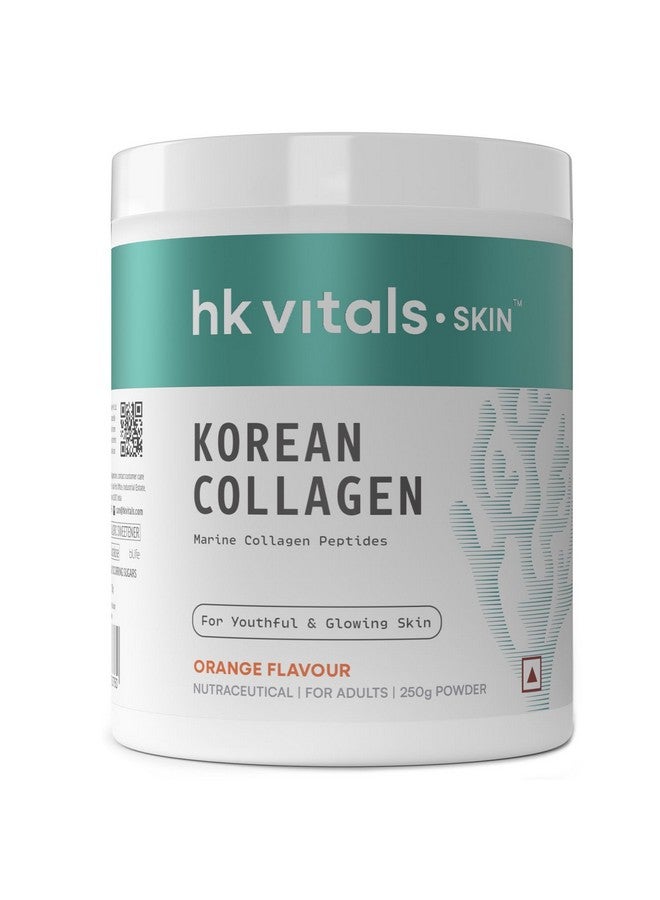 HEALTHKART مكمل كولاجين البحر الكوري من هيلث كارت (برتقال، 250 جرام) | مكمل للنساء والرجال | يعزز صحة البشرة والشعر والأظافر، مسحوق، 1 حبة، 25 حصة - Image 1
