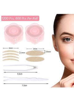 HS Eyelid Tape, Invisible Double Eyelid Lift Strips Instant Eyelid Stickers, Self-Adhesive Eye Tapes Fiber For Hooded Droopy Uneven Mono-Eyelids, Big Eye Tools With Fork Rods And Tweezers 1200 PCS  - Image 2