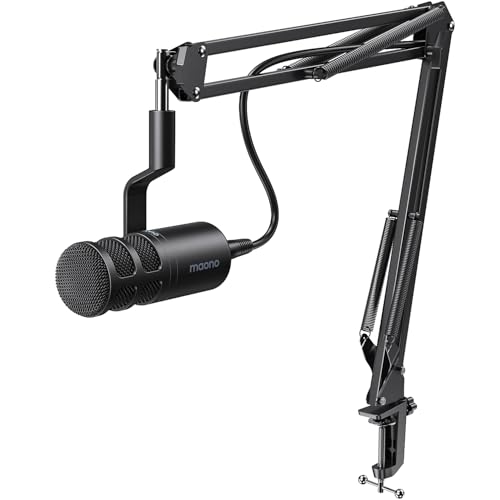 MAONO XLR Dynamic Microphone for Podcast: Cardioid Studio Mic with Boom Arm for Recording, Streaming, VoiceOver, Voice Isolation Technology, Metal Mic, Works for Audio Interface/Mixer/SoundCard-PD100S - Image 1