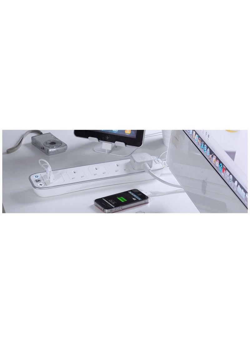 MASTERPLUG High Gloss Extension Lead 4 Meter 4 Sockets 2 USB Surge Protection  - Image 5