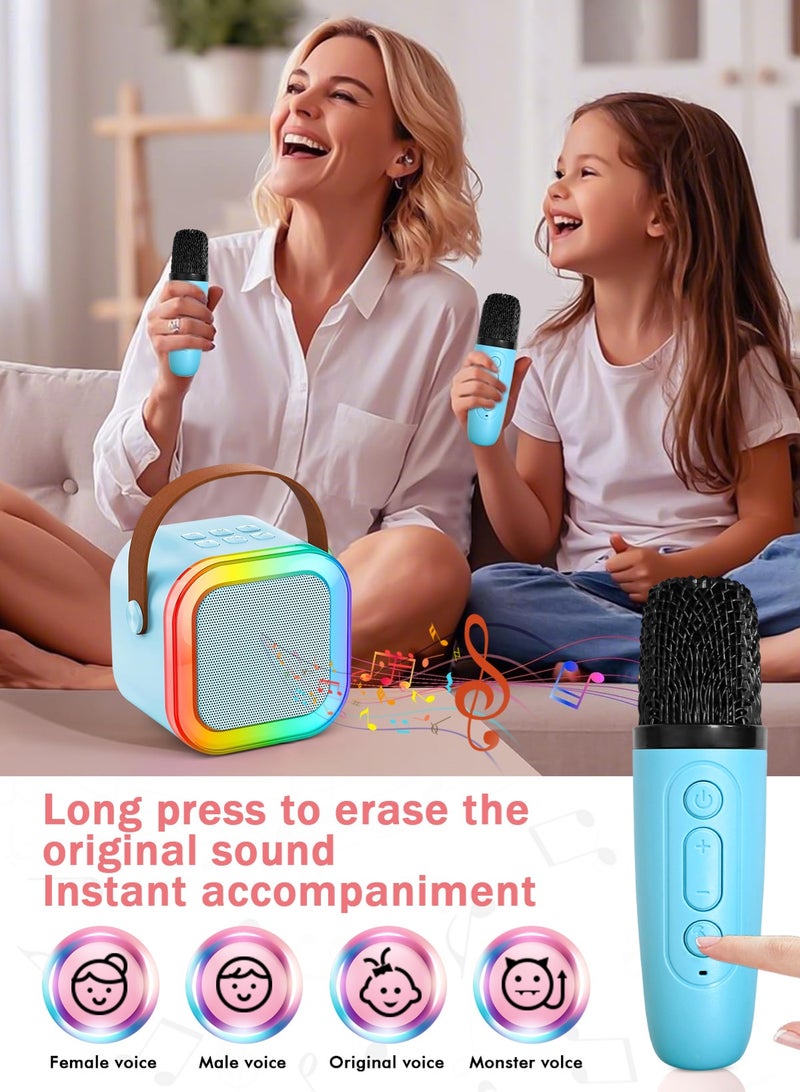 أوربازار جهاز كاريوكي للأطفال والكبار، مكبر صوت صغير محمول بتقنية البلوتوث مع ميكروفونين، مكبر صوت كاريوكي للحفلات المنزلية يدعم بطاقة TF/USB، هدية لأعياد الميلاد، وألعاب للبنات/الأولاد - Image 5