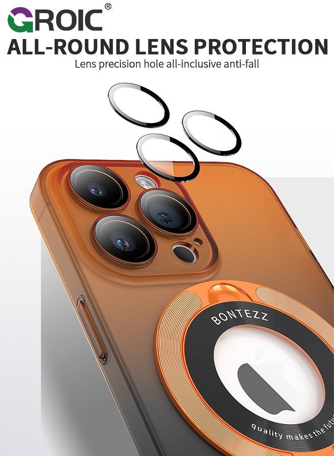 GROIC iPhone 15 Pro Orange Case, Slim Fit Ring Holder Shockproof Kickstand Magnetic Support Magsafe Non-Slip Protective, Women Girls Men Boys Cover for - Image 5