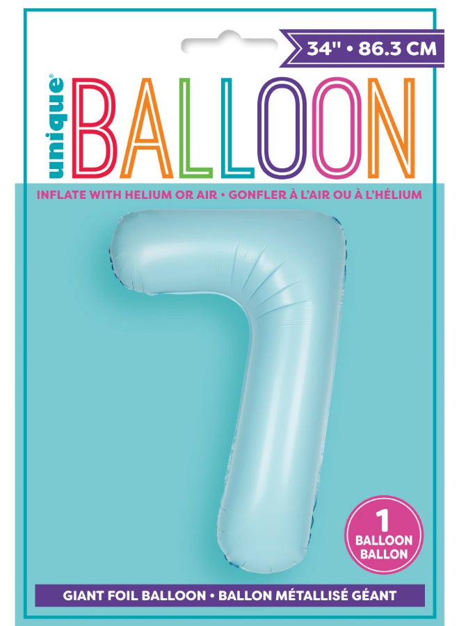 Unique 34" Matte Blue 7 Foil Balloon - Image 2