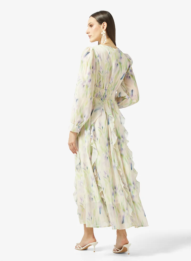 Khizana Floral Dress With Ruffles