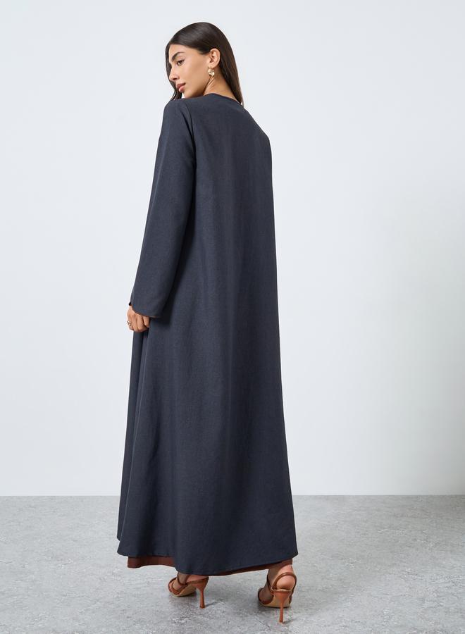 ستايلي عباية مفتوحة من الأمام مزينة بنمط صدف - Image 5