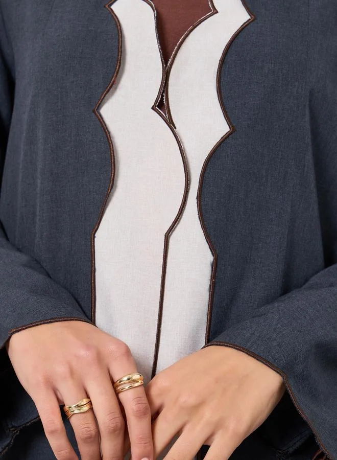 Styli Scallop Detail Front Open Abaya