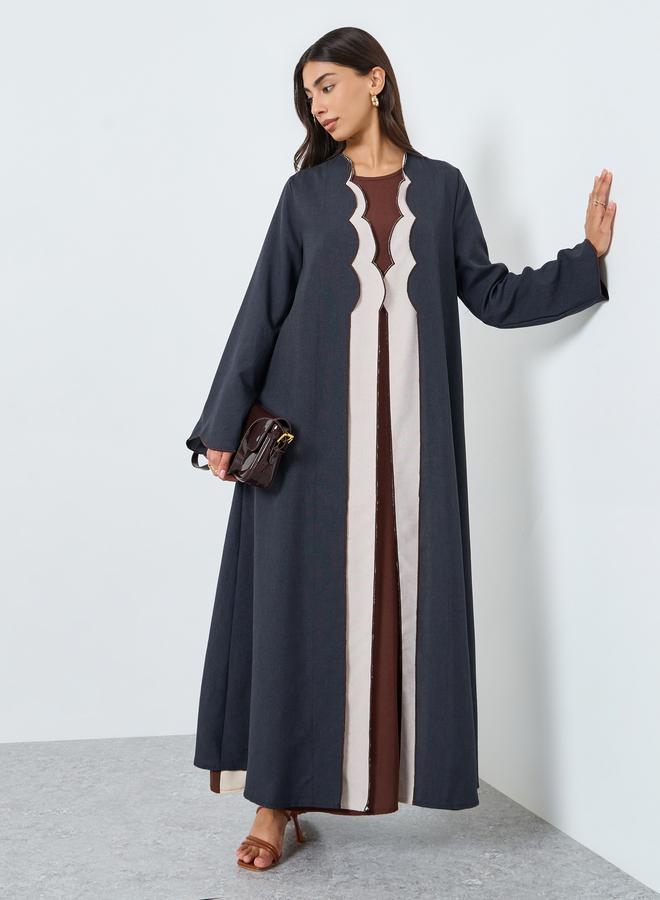 ستايلي عباية مفتوحة من الأمام مزينة بنمط صدف - Image 1