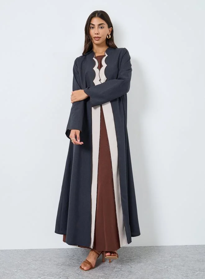 Styli Scallop Detail Front Open Abaya