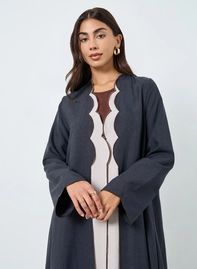 Styli Scallop Detail Front Open Abaya