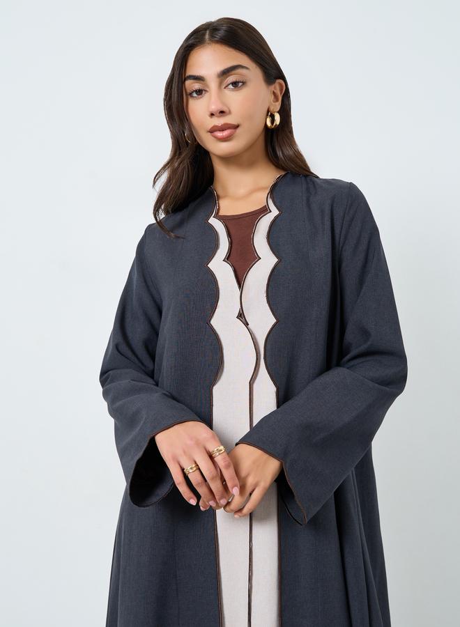 ستايلي عباية مفتوحة من الأمام مزينة بنمط صدف - Image 3